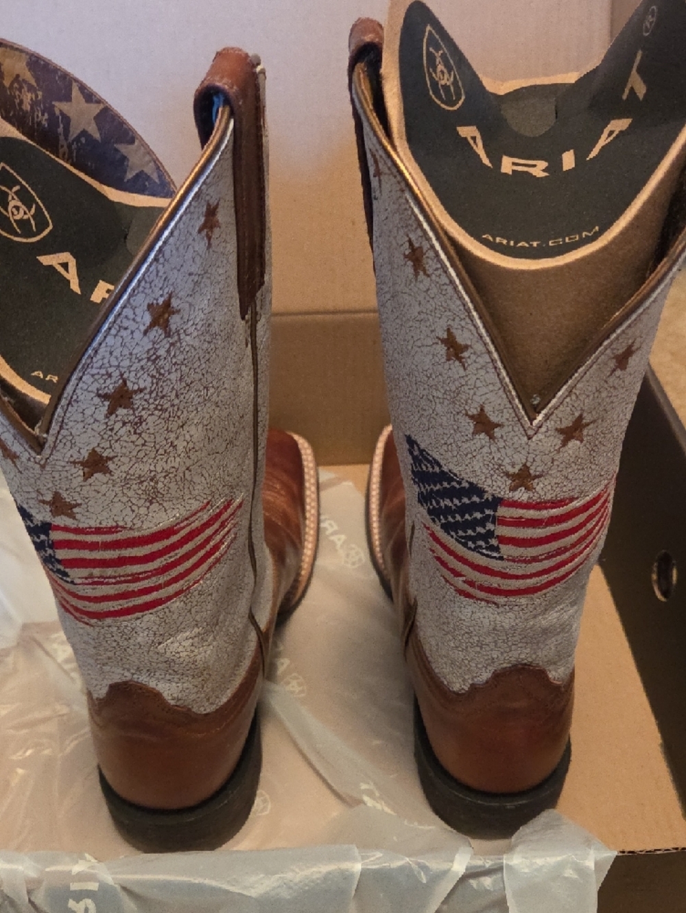 Ariat Brown Leather Square-Toe Western Boots - Picture 3 of 7